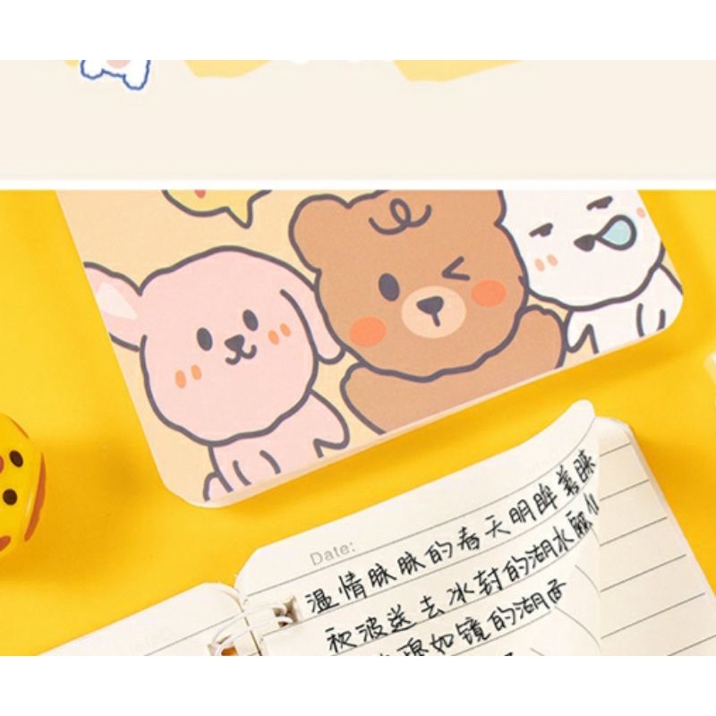 Sổ lò xo mini ghi chép cầm tay hoạt hình cute, set 4 sổ lò xo kẻ ngang A7 quà tặng dành cho học sinh, sinh viên