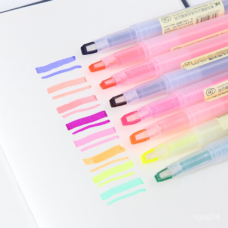 Korean Stationery Acrylic Candy-Colored Double-Headed Highlighter Student Color Graffiti Pen Office Key Marker