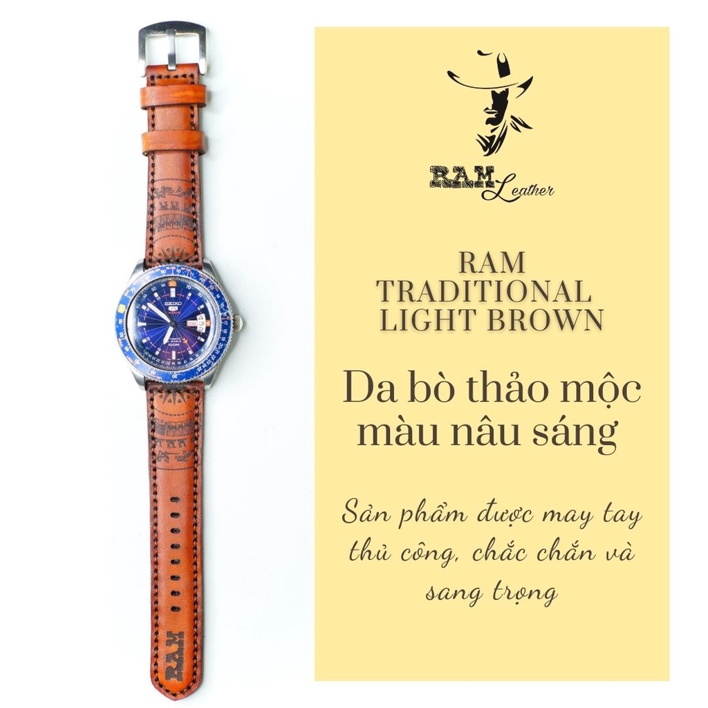 Dây đồng hồ RAM Leather vintage cho Citizen da bò thật cao cấp RAM Leather