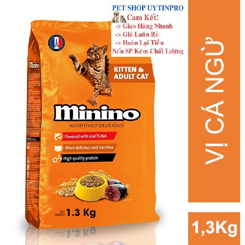 THỨC ĂN CHO MÈO Minino dạng hạt Gói 1.3kg thương hiệu pháp