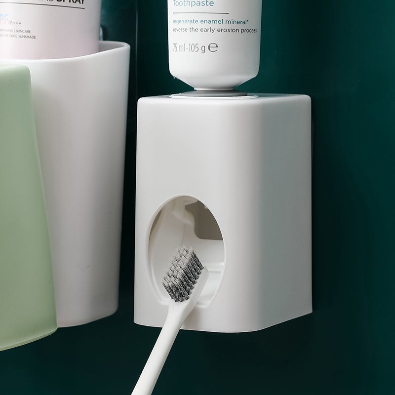 ✿Bộ giá đỡ bàn chải đánh răng treo tường đa thông số kỹ thuật, thiết bị bóp không cần đục lỗ, cốc răng, đựng nước s
