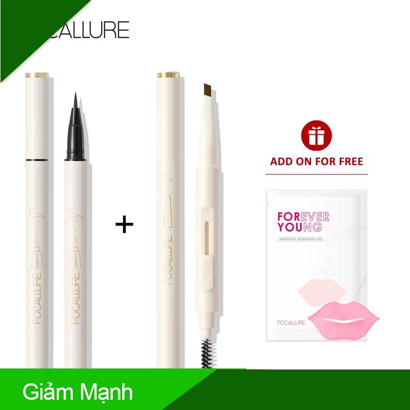 (Giảm Mạnh) Bộ trang điểm FOCALLURE gồm chỉ kẻ mày + bút kẻ mắt không thấm nước + mặt nạ môi