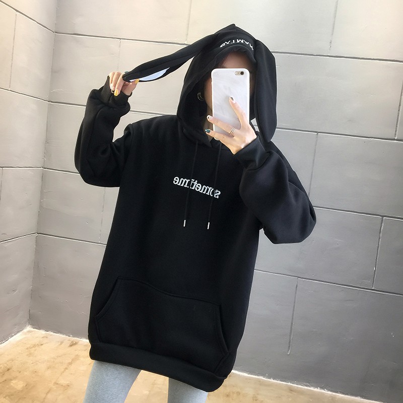 Áo hoodie nữ tai dài có túi áo có tai thỏ dài ulzzang ( 3 màu )