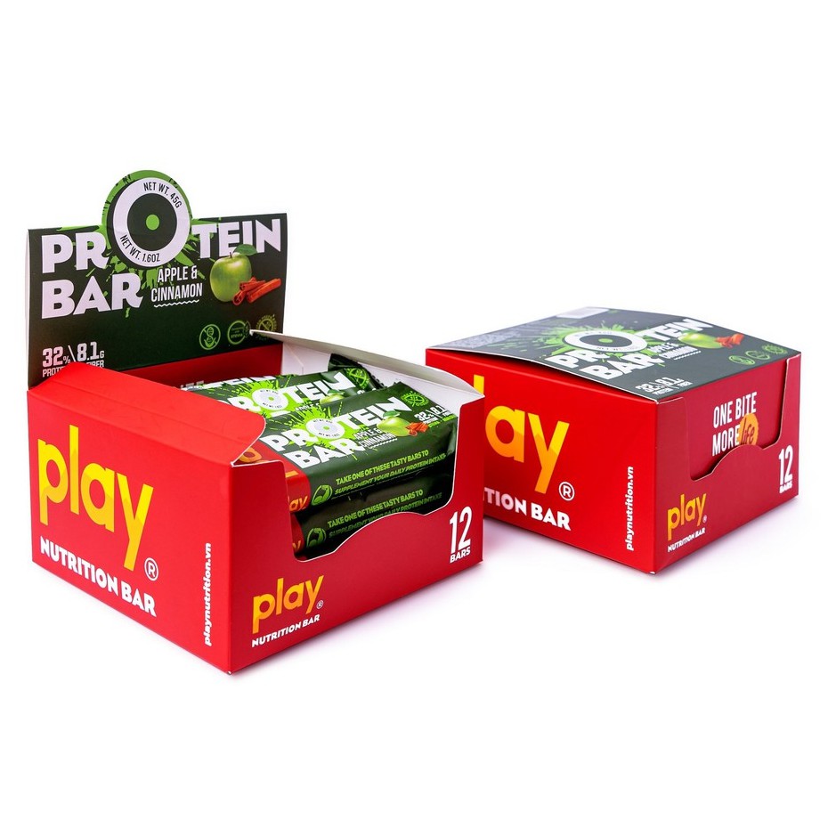 Play Protein Bar Thanh Protein Vị Táo Quế - Bánh Giảm Cân Tăng Cơ 45Gr SP6.2