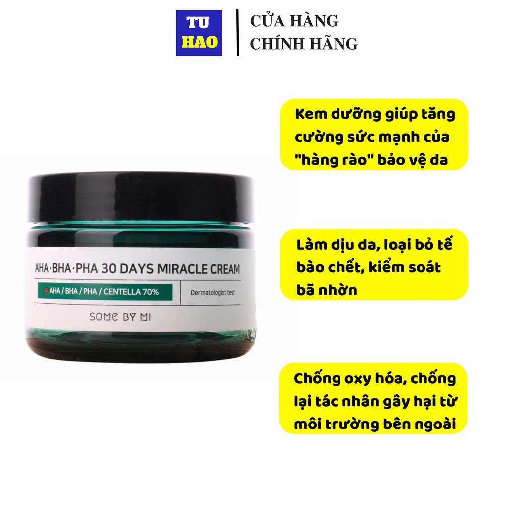 Kem Dưỡng Giảm Mụn Some By Mi AHA-BHA-PHA 30 Days Miracle Cream 60g