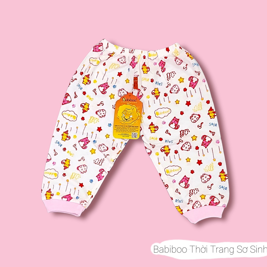 Quần sơ sinh dài vải cotton in hoạt hình ngộ nghĩnh Babiboo BB44