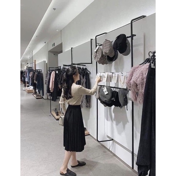 Chân váy nữ, chân váy dập ly dài màu đen freesize <54kg SKUCV-16A  1990clother