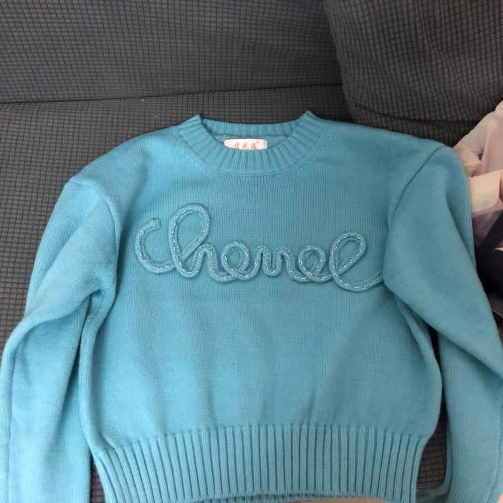 Jennie blackpink Áo Len Tay Dài In Chữ