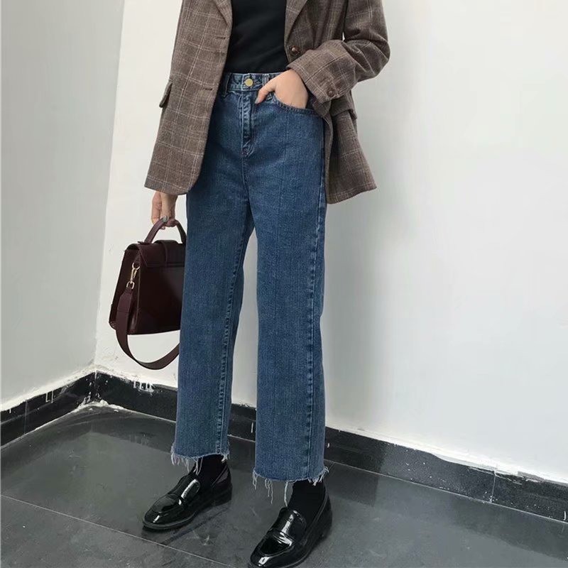 Daduhey Quần Jeans Lưng Cao Ống Đứng Thời Trang Xuân Thu 2020 Dành Cho Nữ