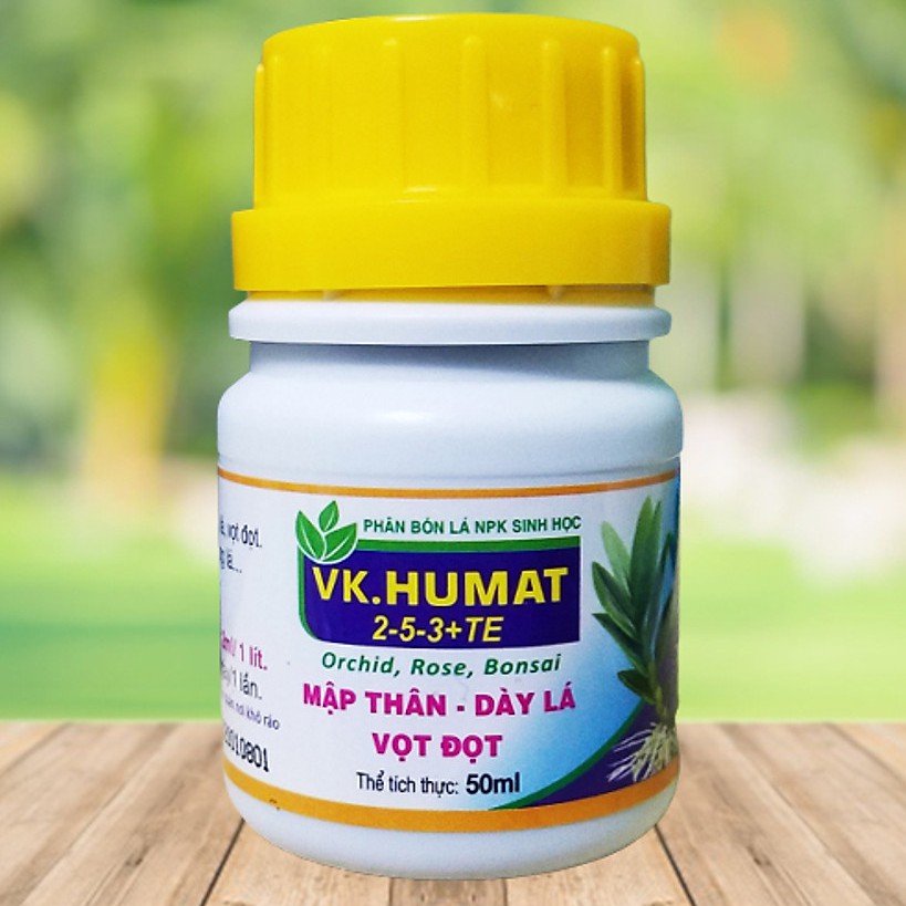 Phân Bón Lá NPK Sinh Học VK HUMAT lọ 50ml, Mập Thân, Dày Lá, Vọt Đọt