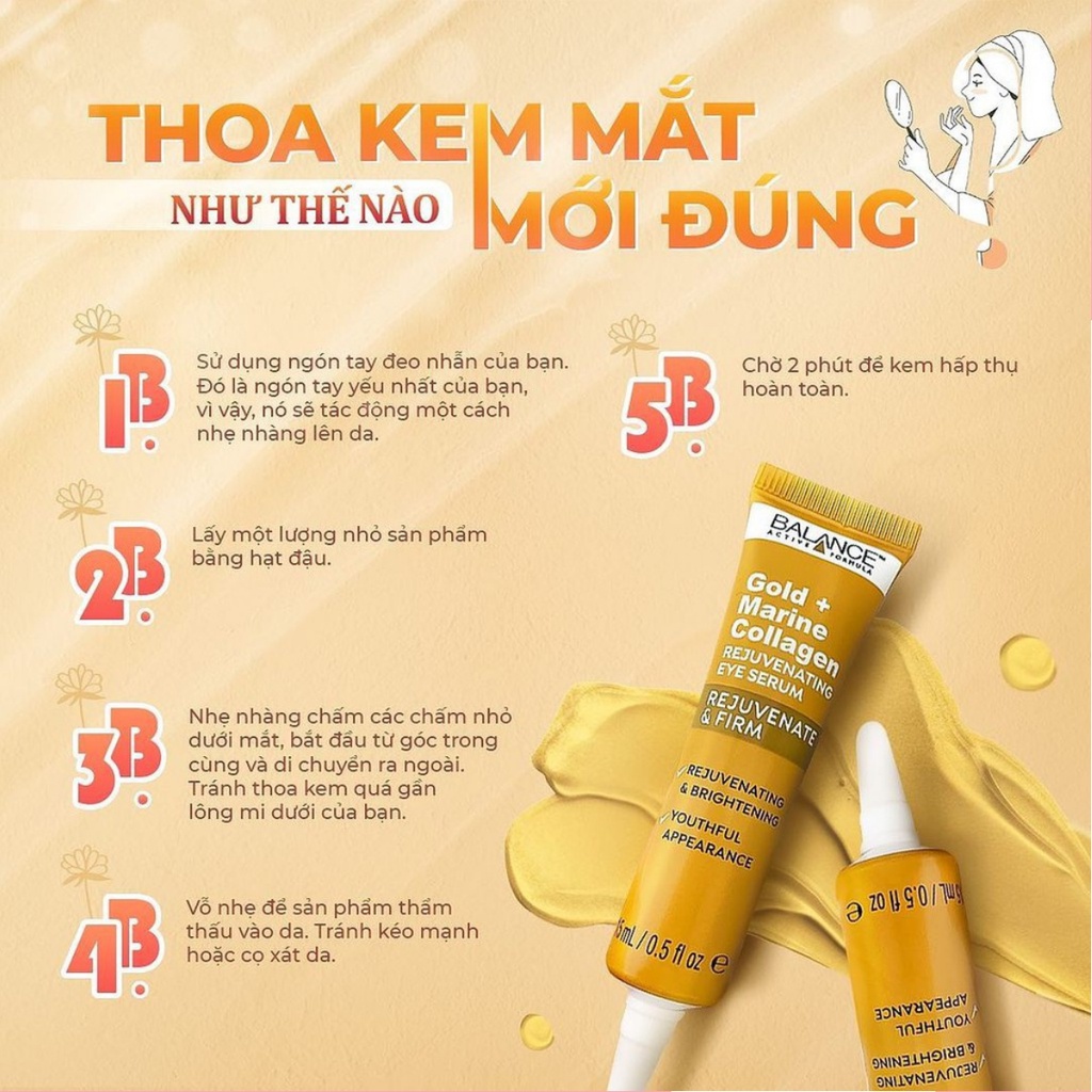 Serum tái tạo và dưỡng da mắt Balance Active Formula Gold Collagen Rejuvenating Eye 15ml