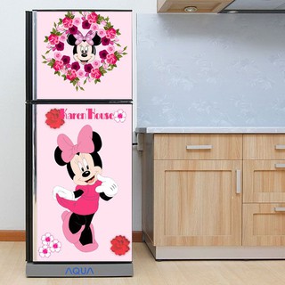 Decal trang trí tủ lạnh mẫu minie màu hồng chất liệu cao cấp