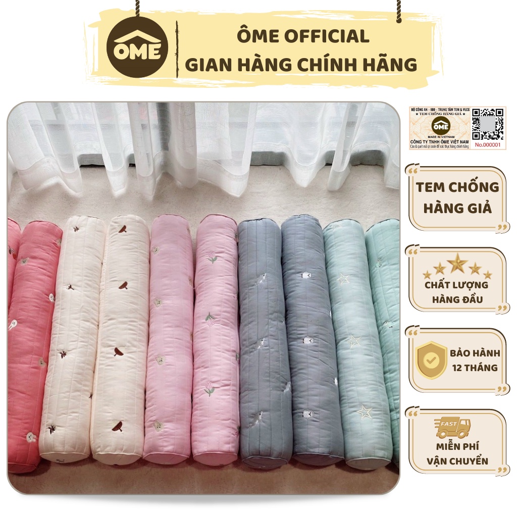 Gối Ôm Ome Họa Tiết Thêu Tay Chất Liệu Nhập Hàn Cho Bé Từ Sơ Sinh Đến 6 Tuổi