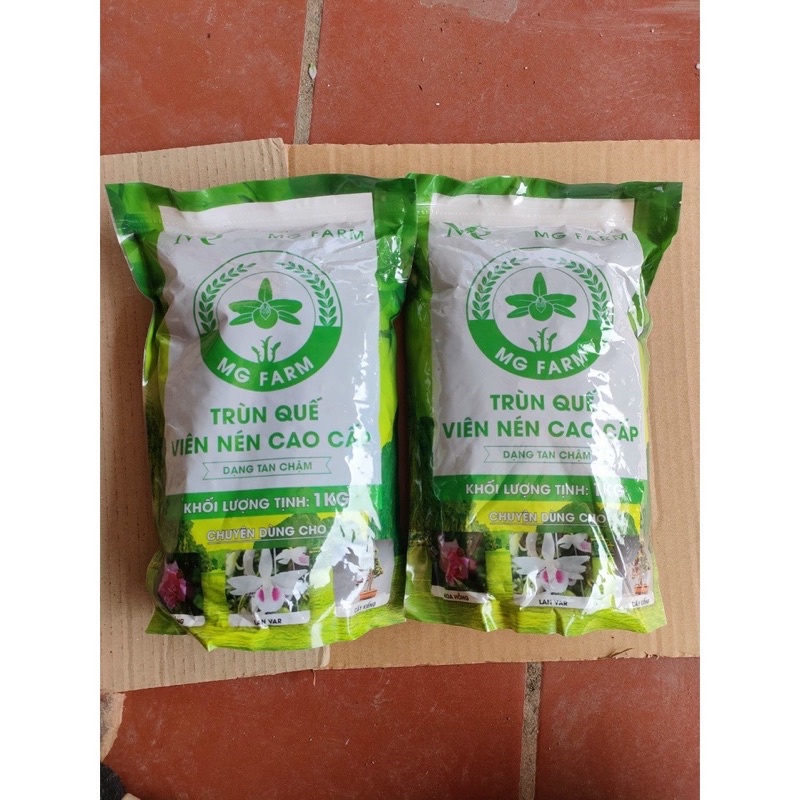 Phân trùn quế viên nén cao cấp chuyên dùng cho hoa Lan, hoa Hồng và cây cảnh- gói 1kg