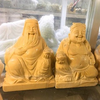 Bộ tượng Thần Tài Thổ Địa đá nguyên khối