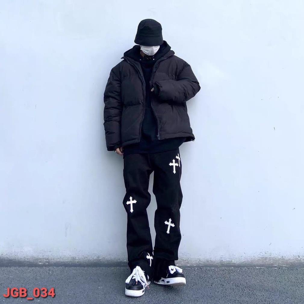 Quần Baggy Jean Nam IN THÁNH GIÁ Ống Rộng Đẹp Cao Cấp
