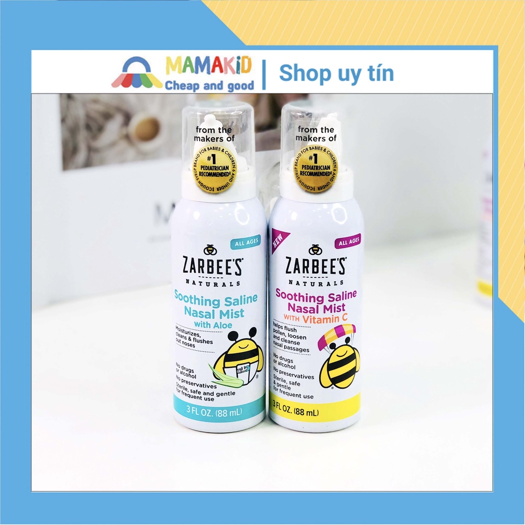 Xịt mũi Lô hội, vitamin C Zarbee's Naturals của Mỹ cho bé lọ 88ml