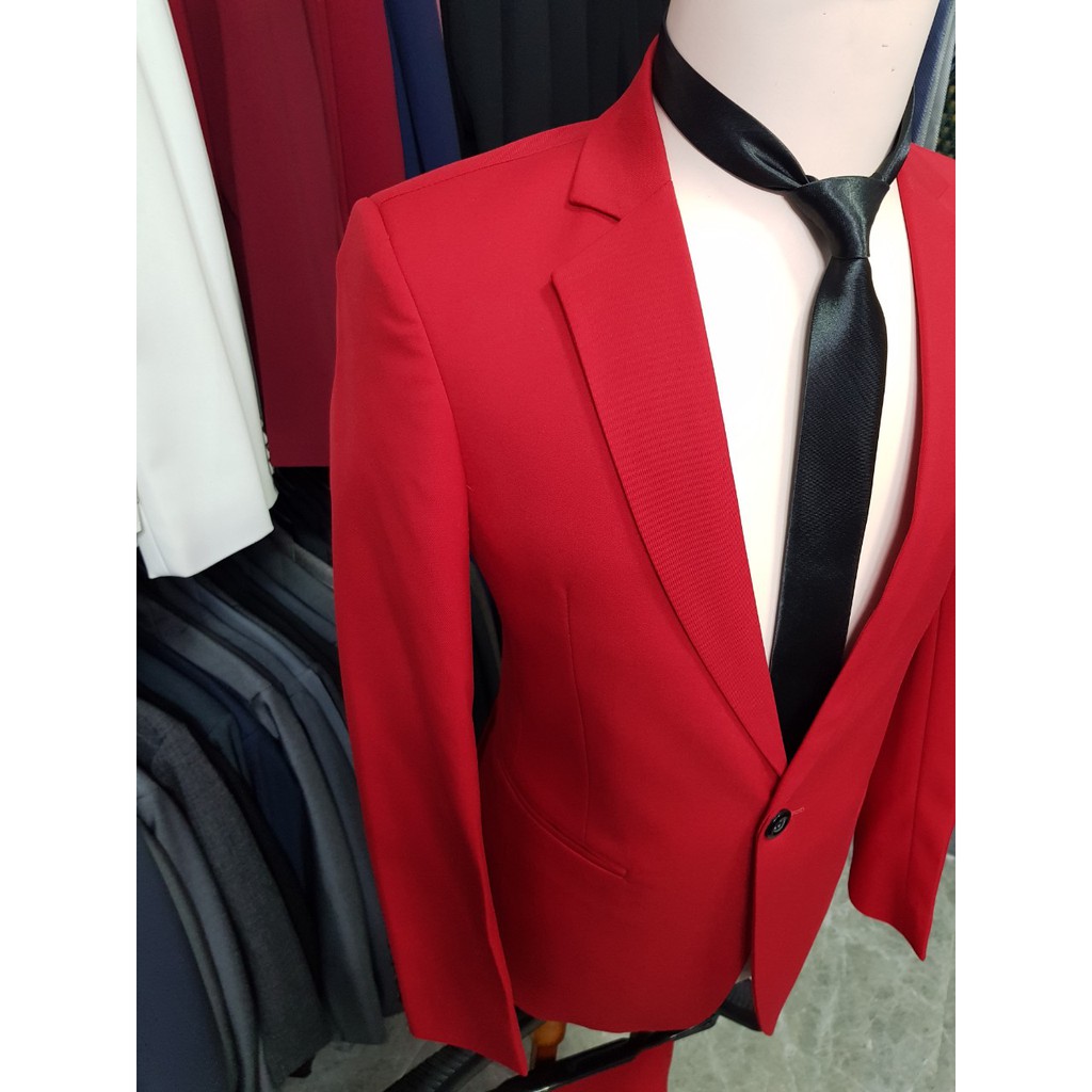 [Đỏ Tươi] Áo vest nam kiểu hàn quốc ôm body chất liệu vải mềm mịn