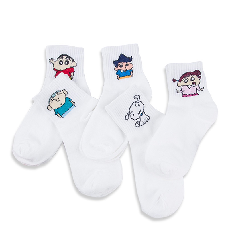 Set 5 đôi vớ hoạt hình Bút Chì Shin, vó cổ cao nam nữ