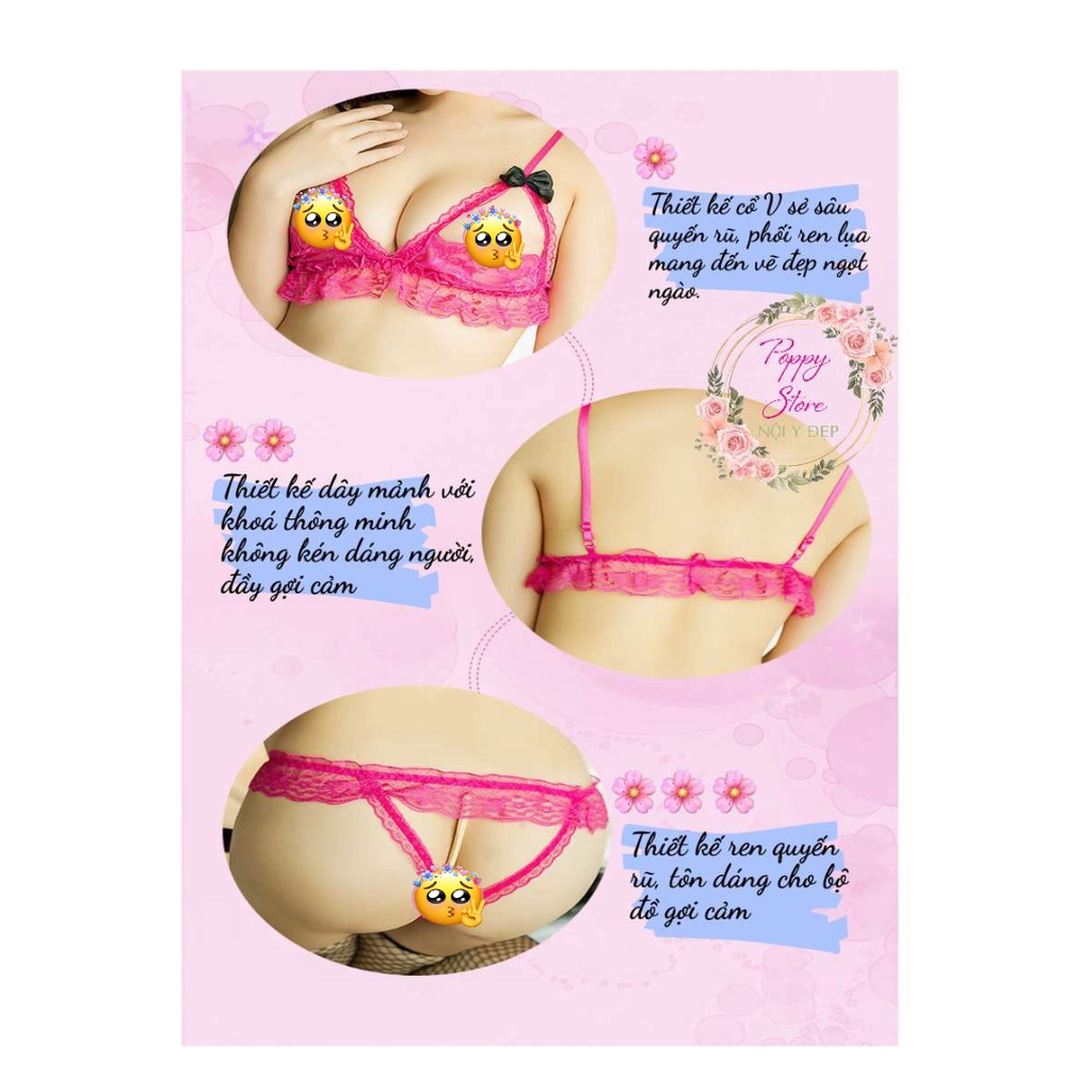 Set đồ lót ren sexy cho nữ ⚡Mã AT54 / CHE TÊN SẢN PHẨM⚡ Đồ lót cosplay cực gợi cảm - Ren mềm mại - khoét chữ V táo bạo