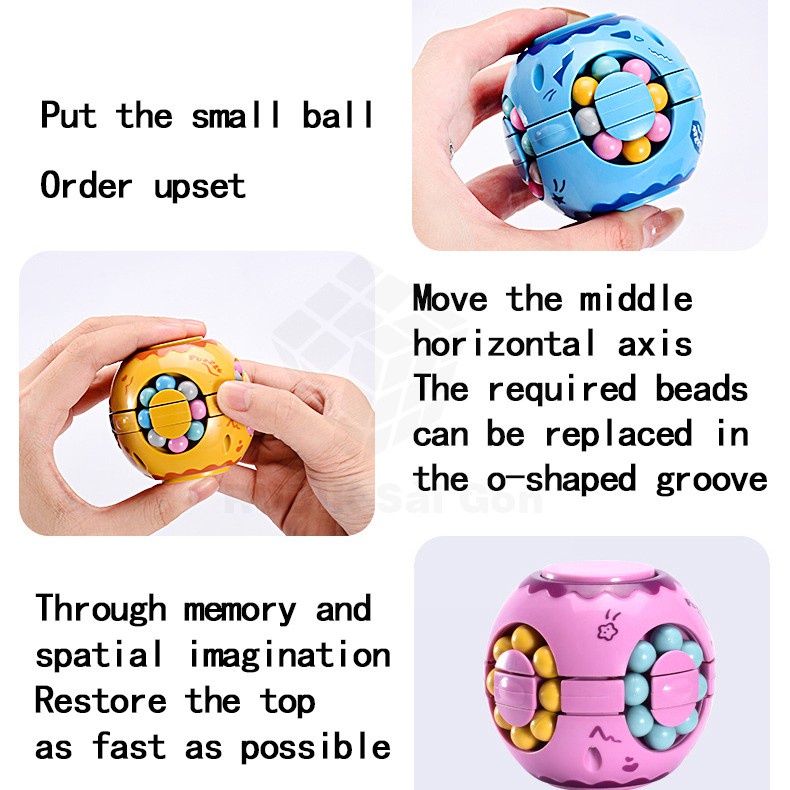 Rubik Bi, Biến Thể Con Quay Hình Hạt Đậu Ma Thuật Cho Bé, Đẹp Mắt, Xoay Trơn, Mượt