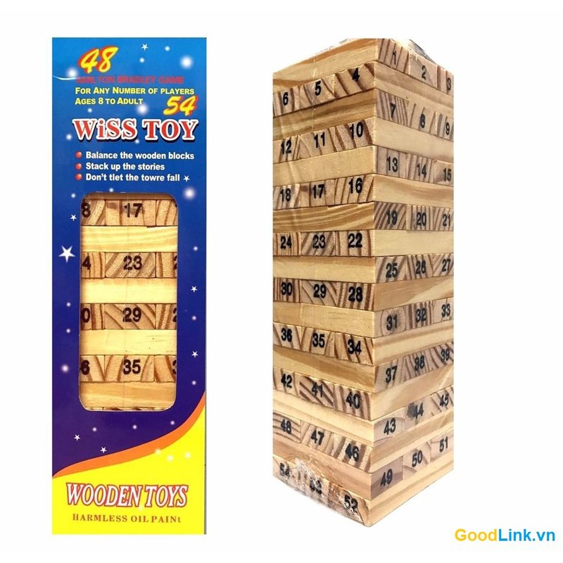 (SỈ) BỘ ĐỒ CHƠI RÚT GỖ GIẢI TRÍ WISS TOY 54 THANH