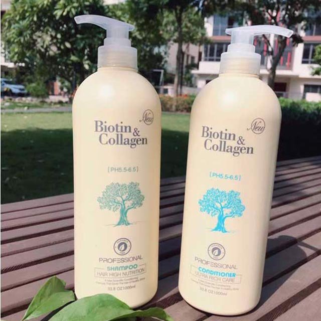 1 Cặp 2 Chai Dầu Gội Xả Phục Hồi Và Kích Thích Mọc Tóc Biotin &amp; Collagen 1000ml