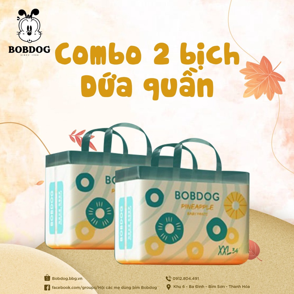 ⚡Combo 2 bịch⚡ Tã dứa quần Bobdog size L36/XL36/XXL34/XXXL32 miếng/bịch