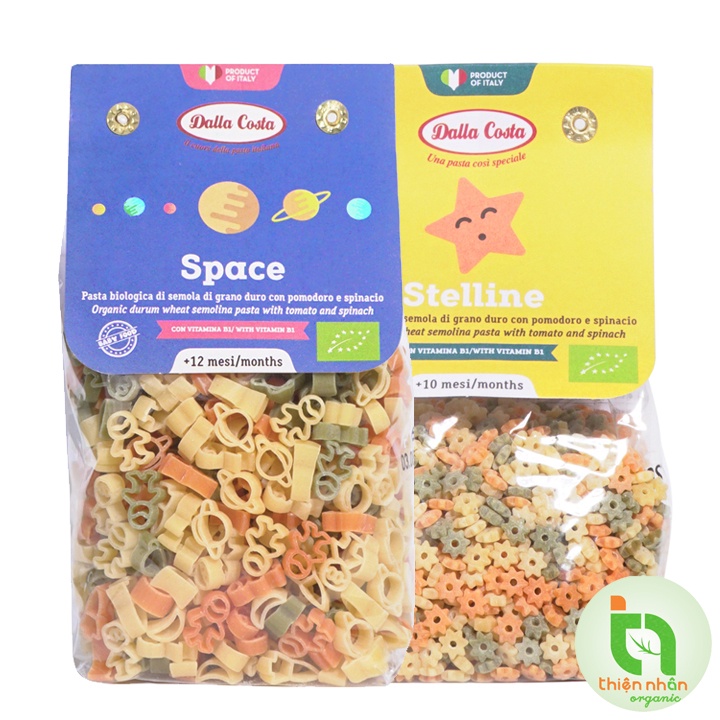 Nui Rau Củ Hữu Cơ Cho Bé hình Sao/ hình Space Dalla Costa 200g Organic Baby Pasta