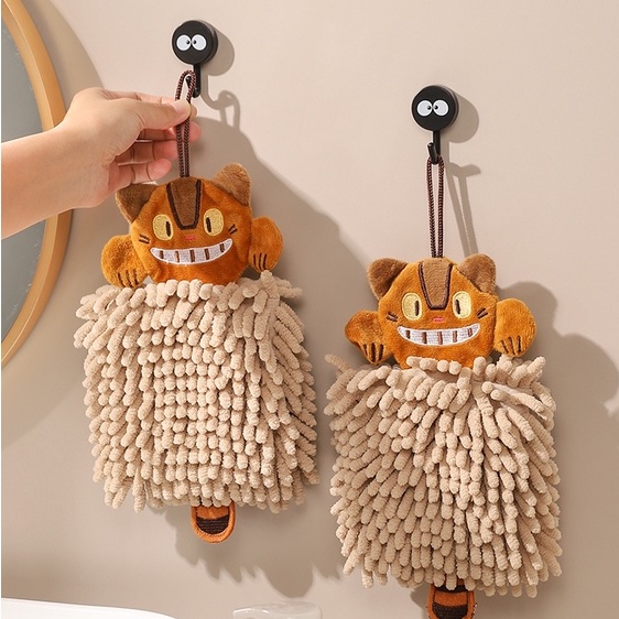Khăn Lau Tay Mềm Mại Thấm Hút Nước Nhanh Khô Hình Hoạt Hình Totoro Có Vòng Treo Cho Nhà Bếp Phòng Tắm