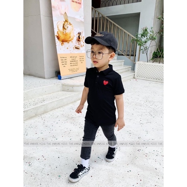 Áo Polo Bé Trai Có Cổ Áo Thun Trẻ Em Cotton Cao Cấp THE HOUSE KIDS Chữ Ngực