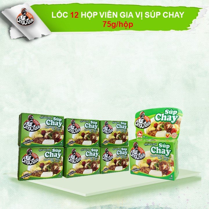 Viên Gia Vị Súp Chay Ông Chà Và - Lốc 12 hộp x 75g