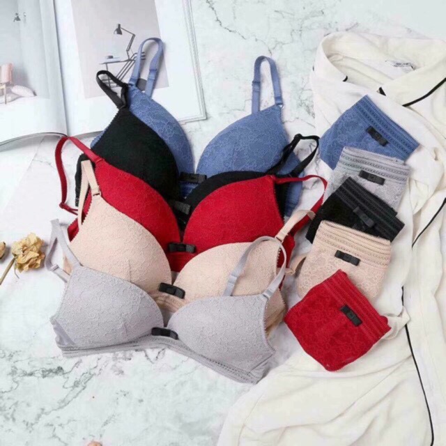 Bộ Đồ Lót (Quần + Áo) Lót Không Gọng phối ren Hàng Quảng Châu Xuất Nhật kèm Túi Zip | BigBuy360 - bigbuy360.vn