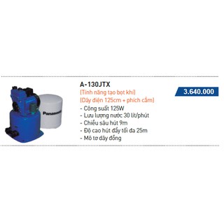 Máy bơm tăng áp Panasonic A-130JTX (125W)