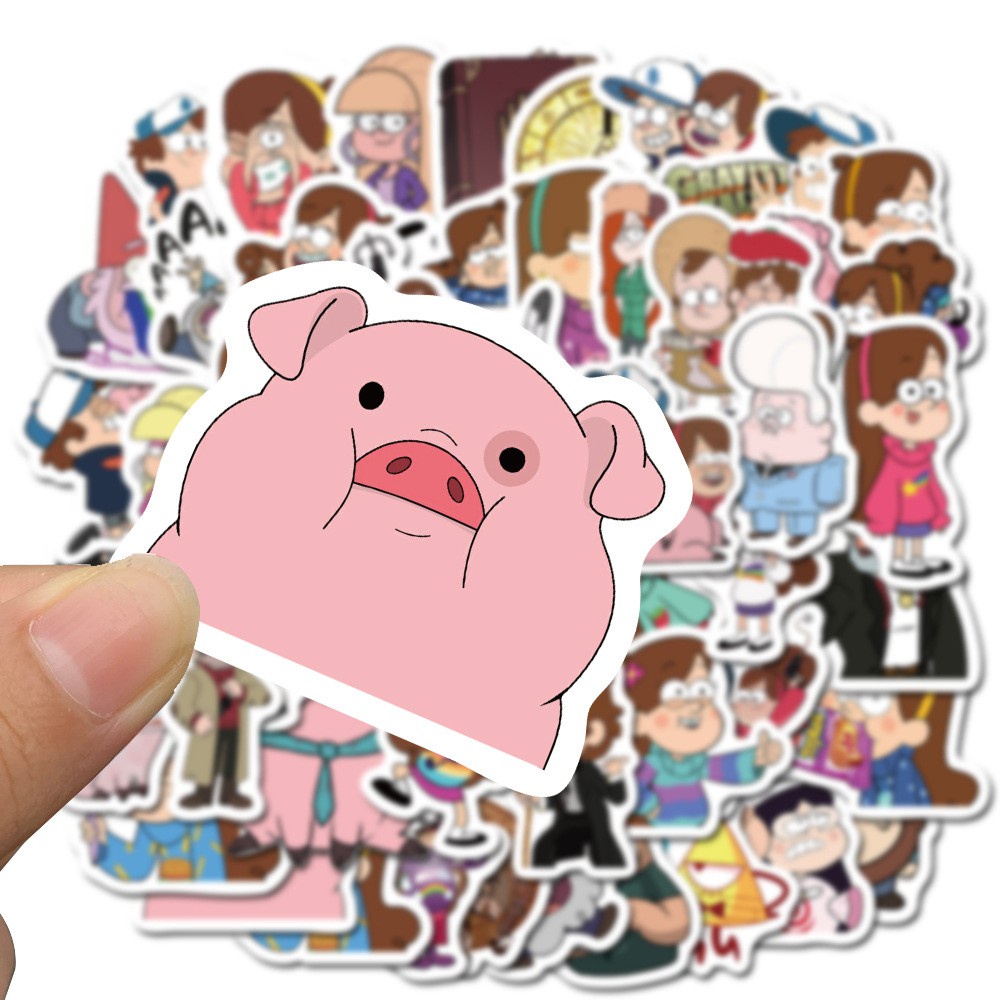 Y&P| Hình Dán Chống Nước Gravity Falls Phim Hoạt Hình Mũ Bảo Hiểm Máy Tính Xách Tay Hành Lý Dán Thiết Lập, 50 tờ