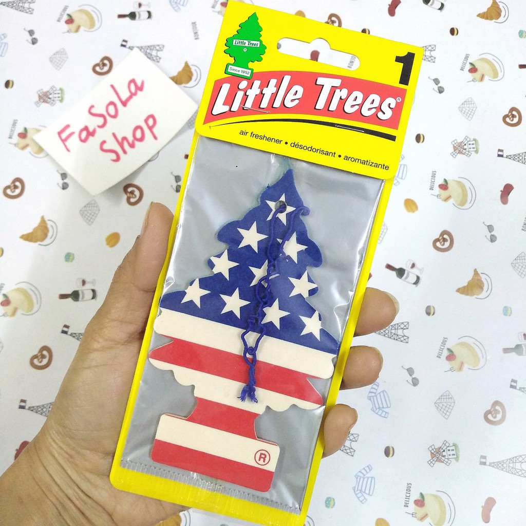 Cây thông thơm LITTLE TREES cờ Mĩ hương vani 🇺🇸 khử mùi ô tô, WC, tủ, phòng túi thơm vanilla va ni