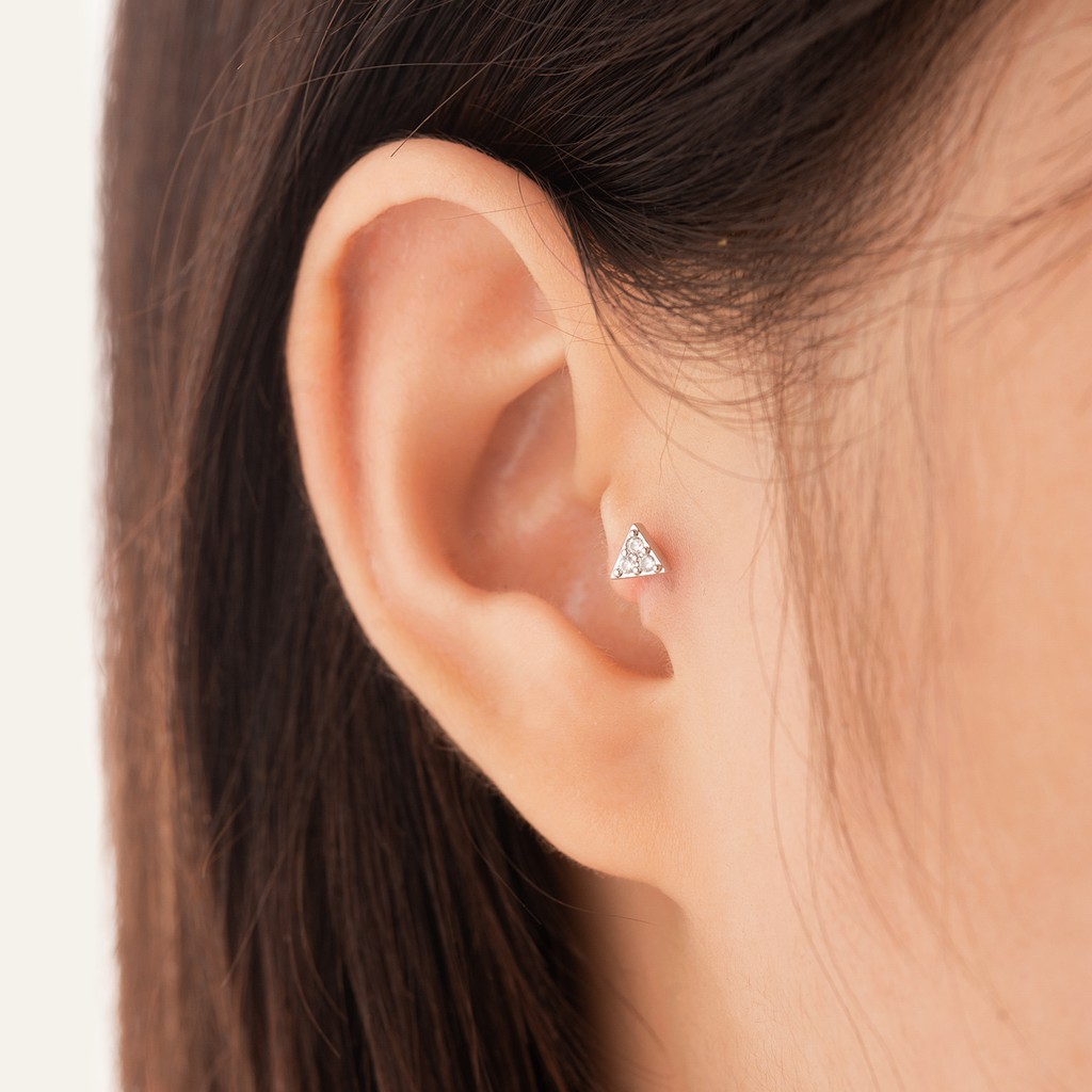 Khuyên tai đá Three Stones Diamond Stud