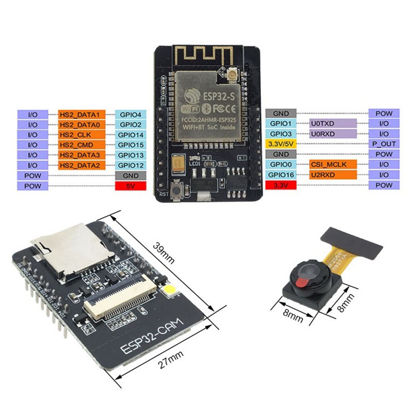 ESP32-CAM-MB USB ESP32 Serial to WiFi ESP32 CAM Development Board CH340G 5V Bluetooth+OV2640 Camera+2.4G Antenna IPX