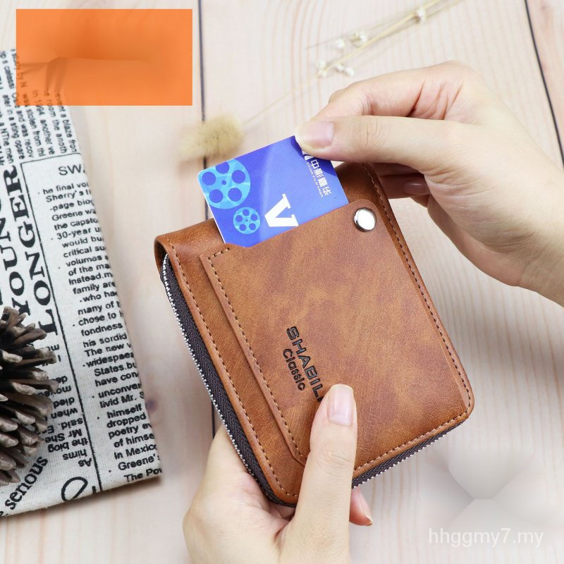 Mới Ví Da pu Dáng Ngắn Cỡ Lớn Đựng Thẻ / Tiền Xu Có Khóa Kéo Thời Trang Cho Nam