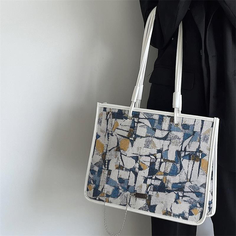 IELGY Túi Đeo Vai Cỡ Lớn In Họa Tiết Tranh Sơn Dầu Thời Trang Chất Lượng Cao Cho Nữ