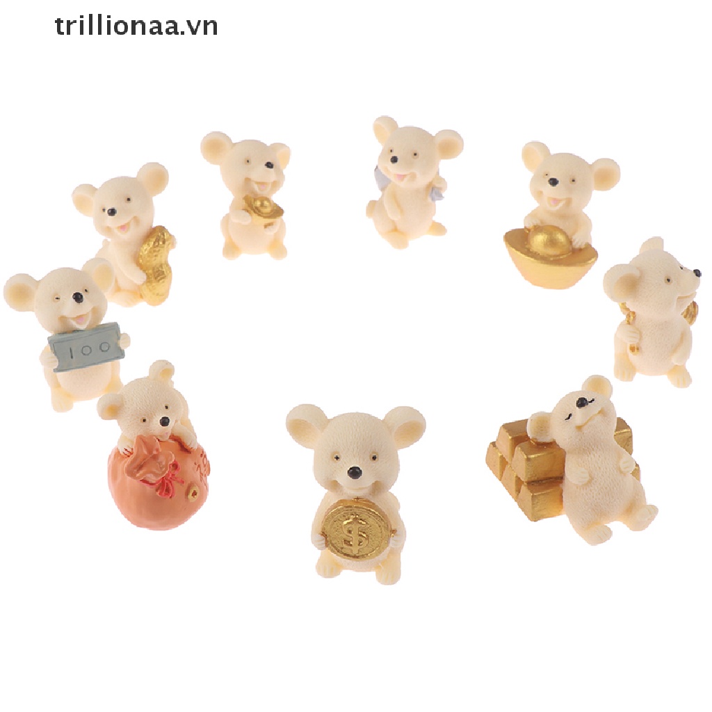 【trillionaa】 1PC New year Christmas Snow Rat Mouse Mini Statue Figurine Ornament Toy Decor .