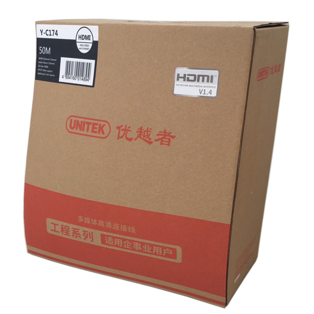 Cáp HDMI 50m Unitek Y-C174 FullHD chuẩn 1.4v hỗ trợ 4K*2K - Hãng phân phối