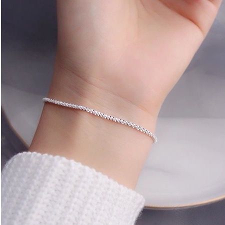 Lắc tay bạc lắc chân bạc thật DaLiA Jewelry lắc bạc dây hoa xù bông tiểu thư