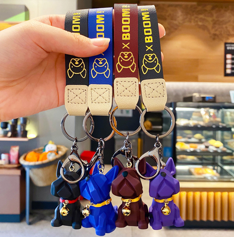 Móc Khóa Gắn Mặt Dây Hình Cún Bull Đeo Túi Xách Đáng Yêu