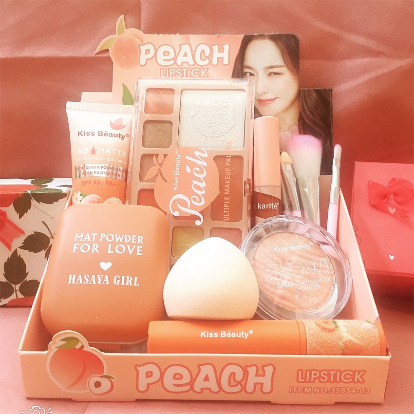 Bộ Trang Điểm Peach Lipstick Kissbeauty [ hàng chính hãng] gồm 09 món makeup đầy đủ và rất hợp Trend.Tặng kèm 1 cây chì | BigBuy360 - bigbuy360.vn