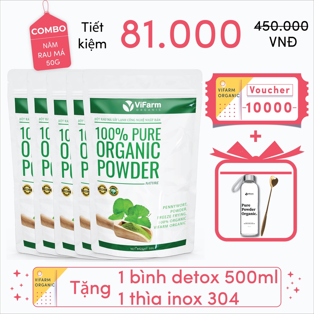 Bột Rau Má Nguyên Chất ViFarm 50Gram Organic 100%, Bột Rau Má Sấy Lạnh,Thanh Nhiệt | BigBuy360 - bigbuy360.vn