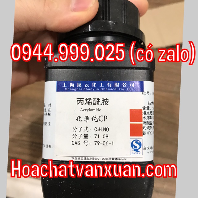 Hóa chất Acrylamide CAS 79-06-1 C3H5NO chai 100g zhanyun