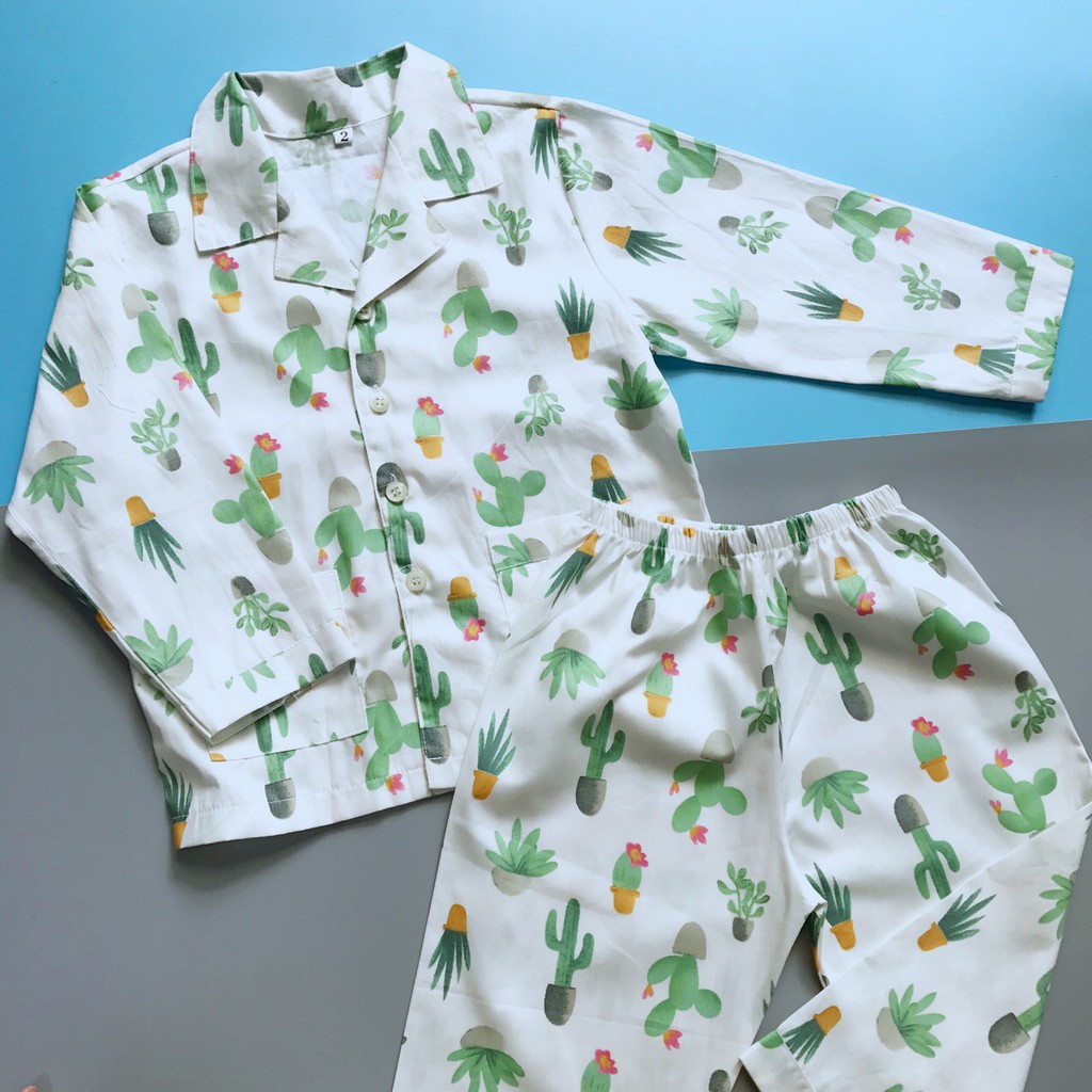 Bộ Pijama dài cho bé trai bé gái vải Thô đẹp hút mồ hôi size cho bé 1-9 tuổi 10-40kg