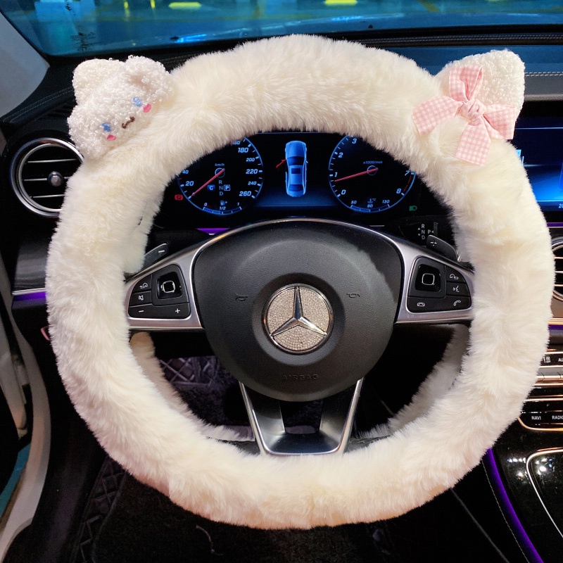 Vỏ Bọc Vô Lăng Xe Hơi Bằng Vải Bông Chống Trượt Họa Tiết Hoạt Hình Dễ Thương Thời Trang Mùa Đông Cho Nữ