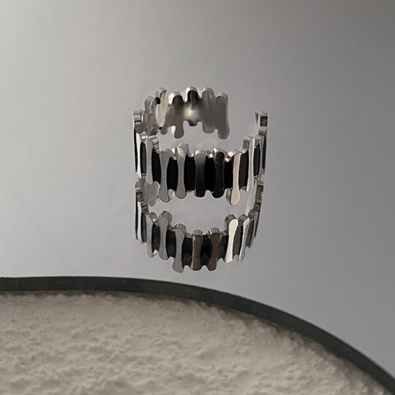 Nhẫn thép titan hình hàng rào thời trang hip hop cho nam và nữ